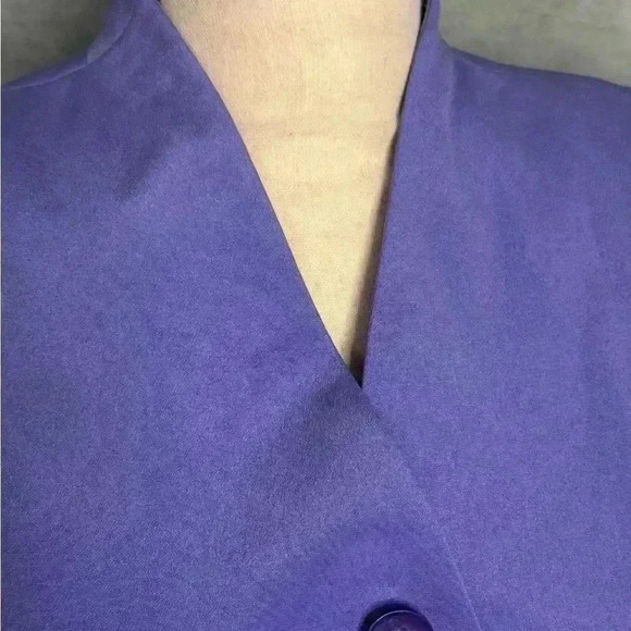 Maggy London 100% Silk Size 10 Purple Classic Jacket Faux Pockets - Picture 4 of 13